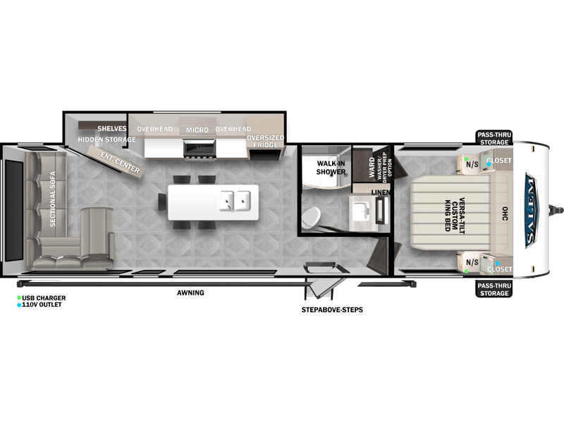Salem 28VIEW Travel Trailer Floorplan