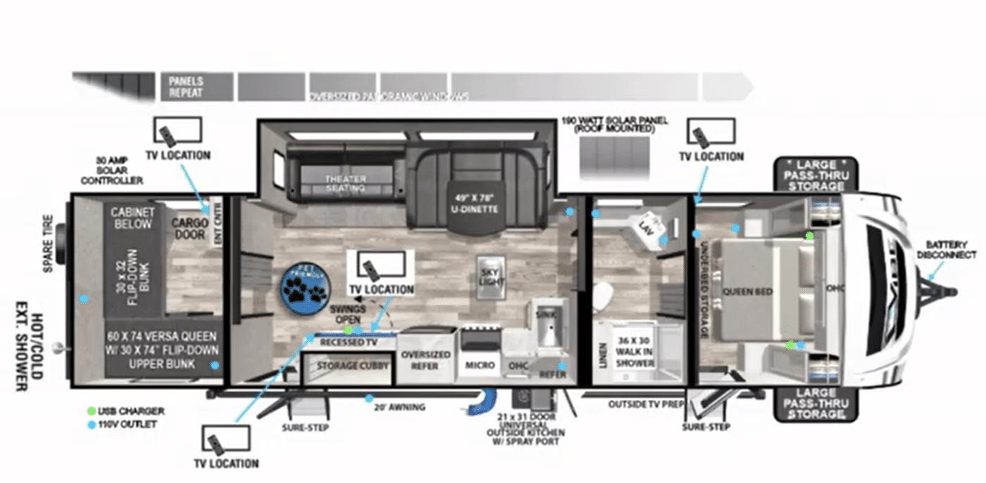 2023 Forest River Vibe 28BHE Travel Trailer Floorplan/layout